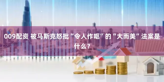 009配资 被马斯克怒批“令人作呕”的“大而美”法案是什么？